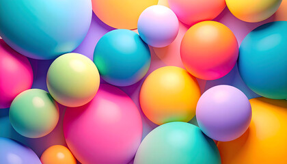 Poster - A Visually Appealing Design Featuring a Multitude of Brightly Colored Spheres Arranged in an Aesthetic Manner Creating a Unique and Intriguing 3D Wallpaper