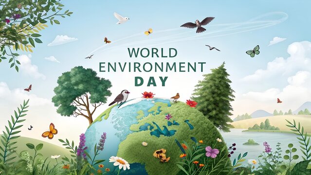 Save Earth Planet World Concept. World environment day. Vector illustration.