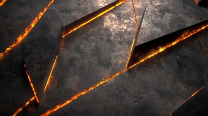 Poster - Dark metallic background with glowing lines