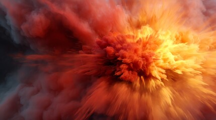 Aufkleber - Explosive bursts of fiery glow and thick smoke fill the atmosphere, creating a striking contrast against the dark sky. The powerful visual evokes intense energy and movement