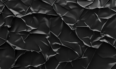 Poster - Textured black crumpled paper background for design and artistic projects.