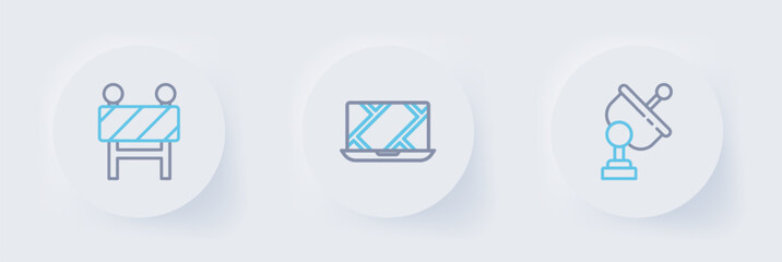 Poster - Set line Radar, City map navigation and Road barrier icon. Vector
