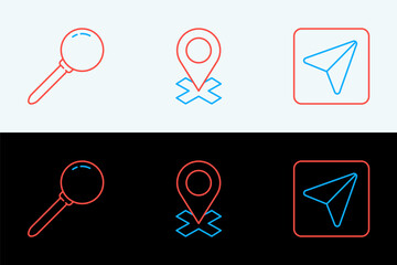 Poster - Set line Infographic of city map navigation, Push pin and Location icon. Vector