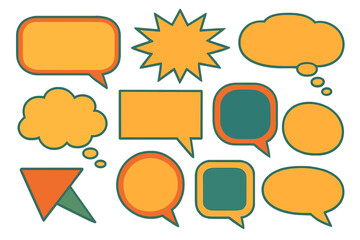 Poster - Colorful flat vector illustration of various speech bubbles and shapes suitable for graphic design projects and social media uses