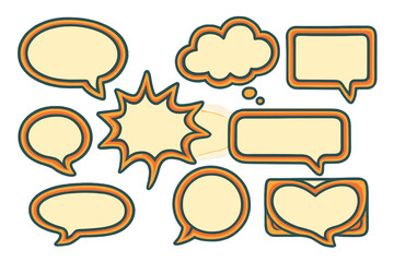 Poster - Creative speech bubbles and shapes for modern design projects in flat vector illustration style