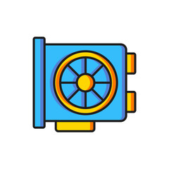 Poster - Color Video graphic card icon isolated on white background. Flat filled outline style with shadow. Vector
