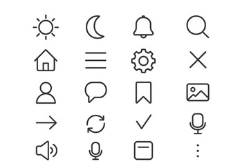 Poster - Modern flat vector illustration of various icons representing everyday activities and tools for digital navigation and communication