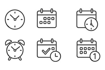 Poster - Vector illustration of time management tools including clocks and calendars for organizing schedules and planning