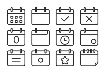 Poster - Calendar icons representing various tasks, events, and time management concepts in a minimalist design style