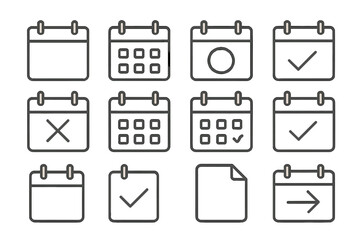 Poster - Calendar icons set representing different dates, events, and tasks in flat vector design