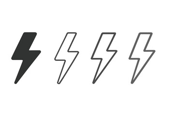 Poster - Vector illustration of lightning bolts in various styles showcasing shapes and thicknesses with a minimalist design
