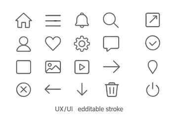 Fototapete - Collection of flat vector icons for user interface design featuring common symbols and actions