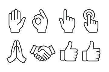 Fototapete - Vector illustration of various hand gestures expressing communication and interaction in a simple design