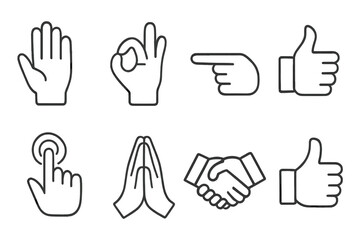 Poster - Various hand gestures represented in flat vector illustration showcasing communication and interaction