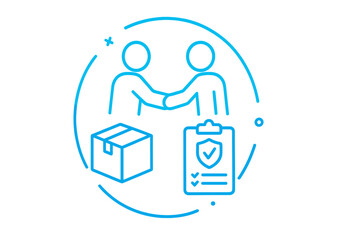 Poster - Collaboration and agreement between two individuals in a flat vector illustration featuring delivery and inspection elements