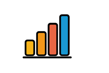 Aufkleber - Simple flat vector illustration of a colorful bar chart showing growth with four data points