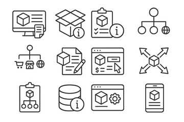 Poster - Vector illustration showcasing various aspects of logistics and information management in an organized layout