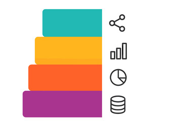 Poster - Colorful flat vector illustration depicting a data visualization concept with charts and graphs representing statistics and analysis
