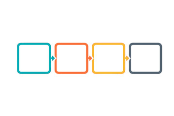 Poster - Flat vector illustration showing a sequence of empty squares with arrows indicating progression in a simple design