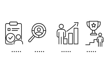 Poster - business performance analysis with growth indicators and achievement symbols in flat vector style il