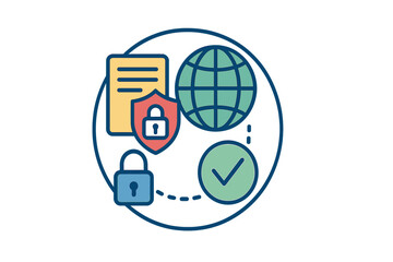 Poster - Security concepts illustrated as flat vector graphics featuring global protection and data safety elements