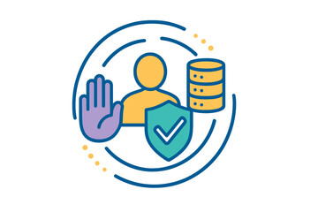 Poster - Illustrated concept of data protection and user privacy in a digital environment with security symbols