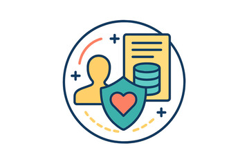 Poster - Flat vector illustration depicting data protection and security measures with a user icon and a secure shield design