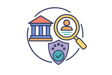 Poster - Flat vector illustration representing security, verification, and identity protection concepts in a digital environment