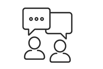 Poster - Two people engaging in conversation with speech bubbles in a flat vector style illustration