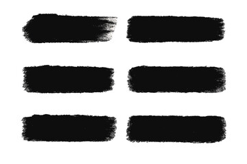 Poster - Variety of flat vector black brush strokes on white background for artistic projects and design applications