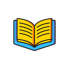 Poster - Color Open book icon isolated on white background. Flat filled outline style with shadow. Vector