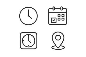 Poster - Clock and calendar vector illustration showing time management concepts with checkmarks and location markers