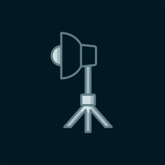 Poster - Line Studio light bulb in softbox icon isolated on black background. Shadow reflection design. Flat filled outline style with shadow. Vector