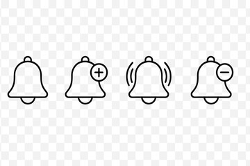 Fototapete - Various notification bell icons illustrating different states for alerts and reminders in a flat vector style