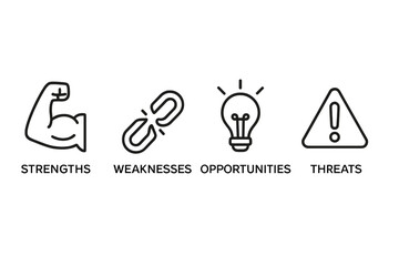 Poster - Vector illustration depicting strengths, weaknesses, opportunities, and threats in a strategic analysis framework