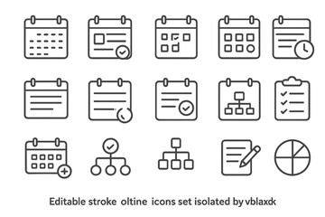 Poster - Collection of flat vector icons representing calendars, tasks, and organizational tools for planning and scheduling activities