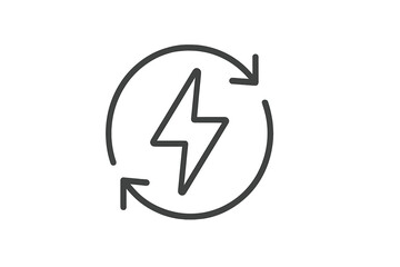 Poster - Flat vector illustration of a lightning bolt surrounded by recycling arrows representing renewable energy concepts and sustainability efforts
