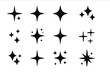 © icon_art - Creative collection of black star sparkles on a flat vector illustration background