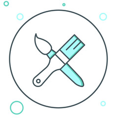 Poster - Line Paint brush icon isolated on white background. Colorful outline concept. Vector