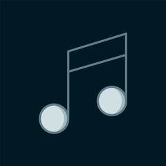 Poster - Line Music note, tone icon isolated on black background. Flat filled outline style with shadow. Vector