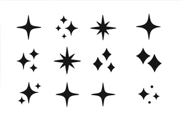 Poster - Black star shapes on a white background create a playful decorative pattern for various design projects