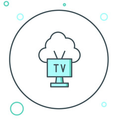 Poster - Line Smart Tv icon isolated on white background. Television sign. Colorful outline concept. Vector