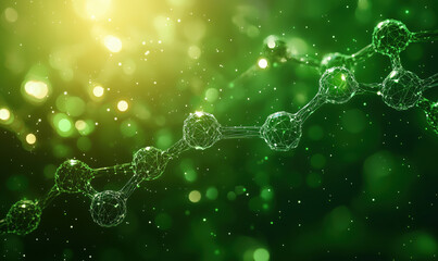 Poster - Molecular structure visualization with green glowing background and particles.