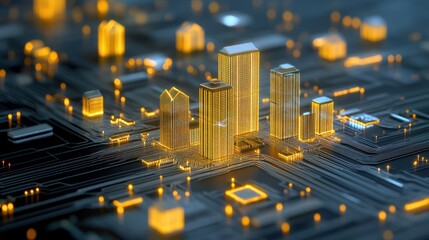 Poster - Circuit board cityscape technology and architecture