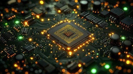 Poster - Close-Up View of a Central Processing Unit on a Circuit Board