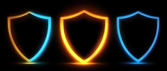 Poster - glowing neon shields