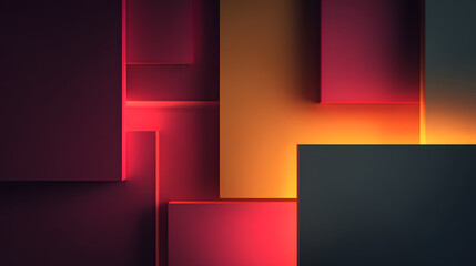 Poster - Illuminating Asymmetric 3D Block Wallpaper Design Evoking a Sense of Modernity and Sophistication in Contemporary Interiors and Graphic Design Projects Perfectly