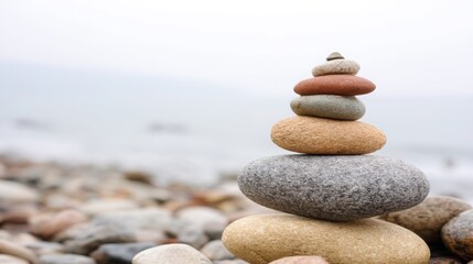 Poster - neatly arranged stack of rocks emphasizing the concept of a pillar formed from rested ideas and insi