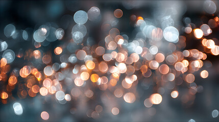 Poster - An Unfocused Composition of Shiny Light Patterns Showing Warm and Cold Colors of the Bokeh Effect Suitable for Backgrounds and Presentations
