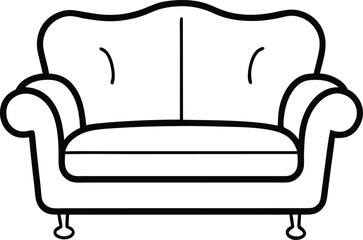 Wall Mural - contemporary sofa outlined in continuous line art drawing style showing sleek curves and comfort ide
